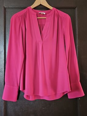 Calvin Klein Bright Fuchsia V-Neck Long Sleeve Blouse